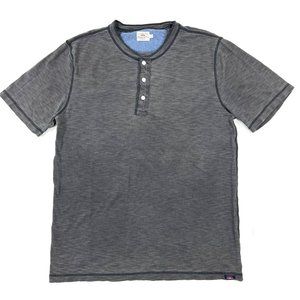 Faherty Mens Large Tradewinds Henley Short Sleeve T-Shirt Indigo Dyed Dark Gray